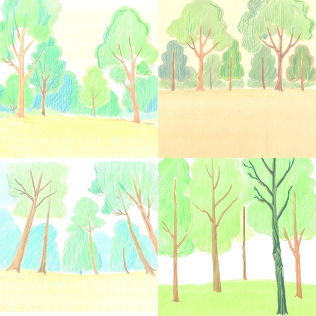 森で手で描かれた木