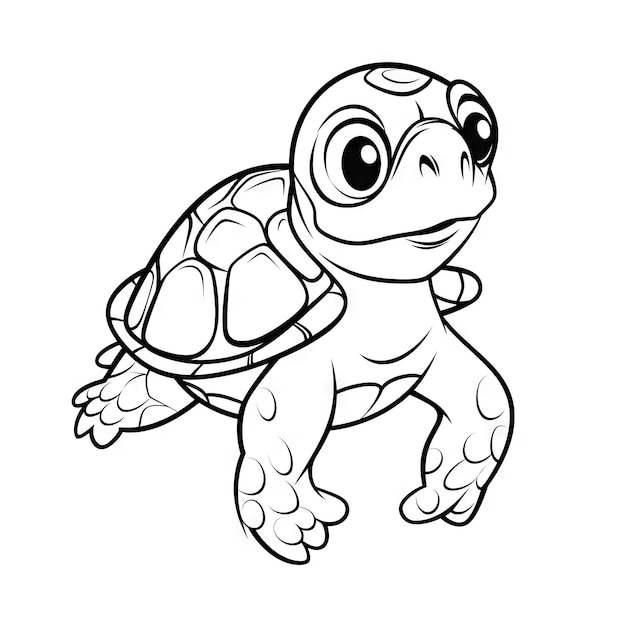 Hand drawn turtle outline illustration Coloring book