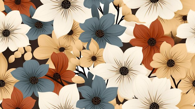 Hand drawn vintage ornamental small flowers pattern background