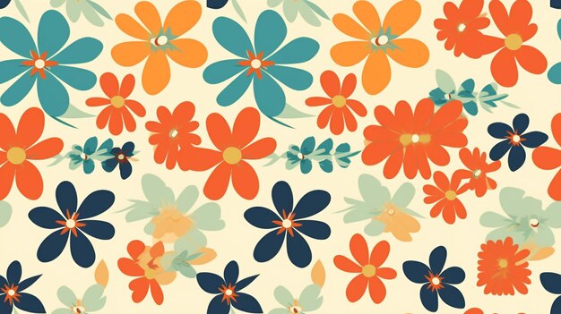 Photo hand drawn vintage ornamental small flowers pattern background