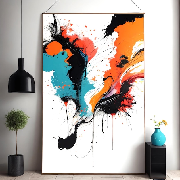 Hand drawn wall poster abstract painting art