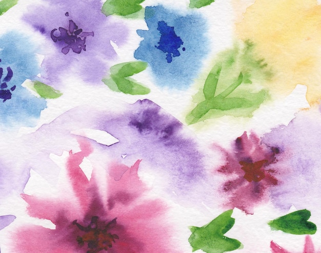 Hand drawn watercolor abstract flowers