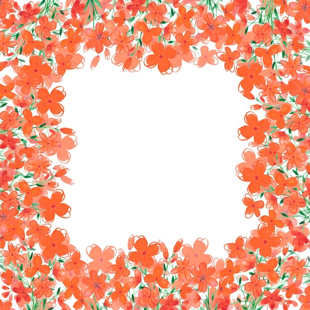 Hand drawn watercolor abstract orange daisy flowers frame border isolated on white background can be used for cards album poster and other printed products