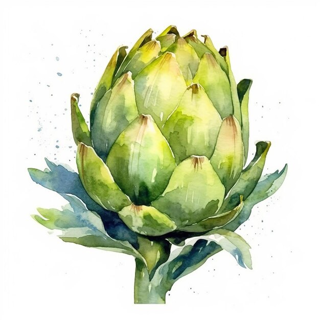 Photo hand drawn watercolor artichoke vector illustration on white background splash colorful