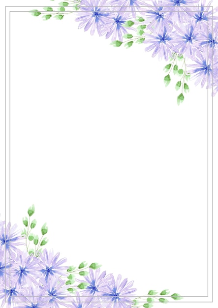 写真 手描きの水彩の青いデイジー花のポストカード 白い背景に隔離されたポスターポストカード 結婚式の招待状アルバムに使用できます