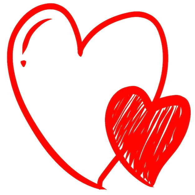 Hand drawn watercolor doodle heart elements for stickers design decor scrapbooking postcards books