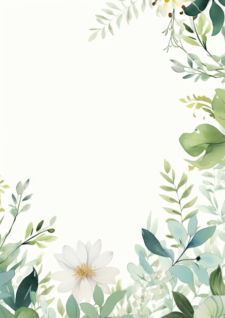 Photo hand drawn watercolor flower frame template for event invitation