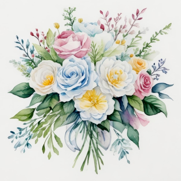 Hand drawn watercolor flowers illustration