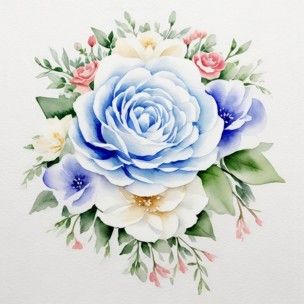 Photo hand drawn watercolor flowers illustration