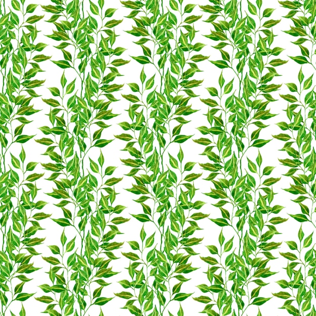 Hand drawn watercolor green seamless pattern isolated on white background Can be used for textile fabric and other printed products