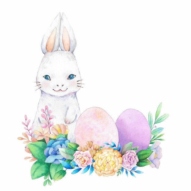Hand drawn watercolor happy easter for design Watercolor illustration
