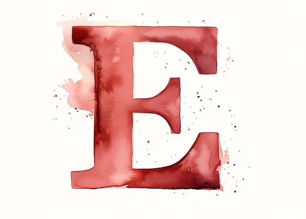 Photo hand drawn watercolor letter e