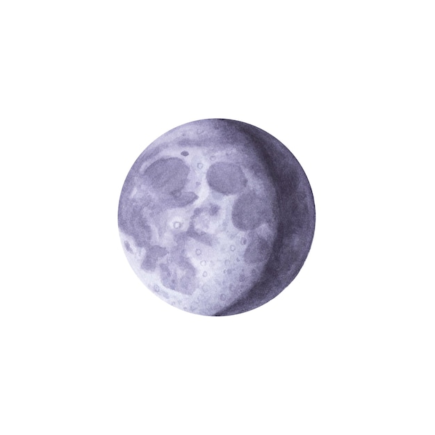 Photo hand drawn watercolor new moon on white