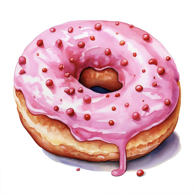 Photo hand drawn watercolor oil painting donut