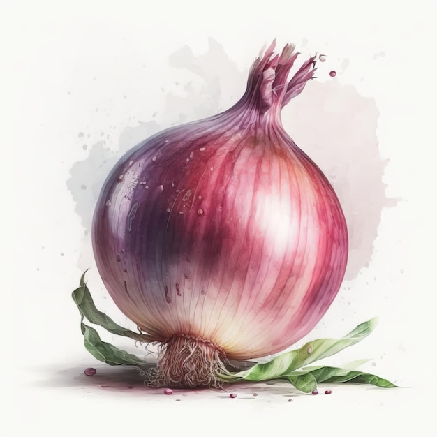 Hand drawn watercolor onion isolated on white background