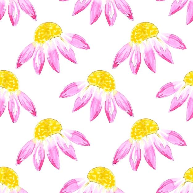 Photo hand drawn watercolor pink abstract dahlia seamless pattern on white background simple pattern giftwrapping textile fabric wallpaper