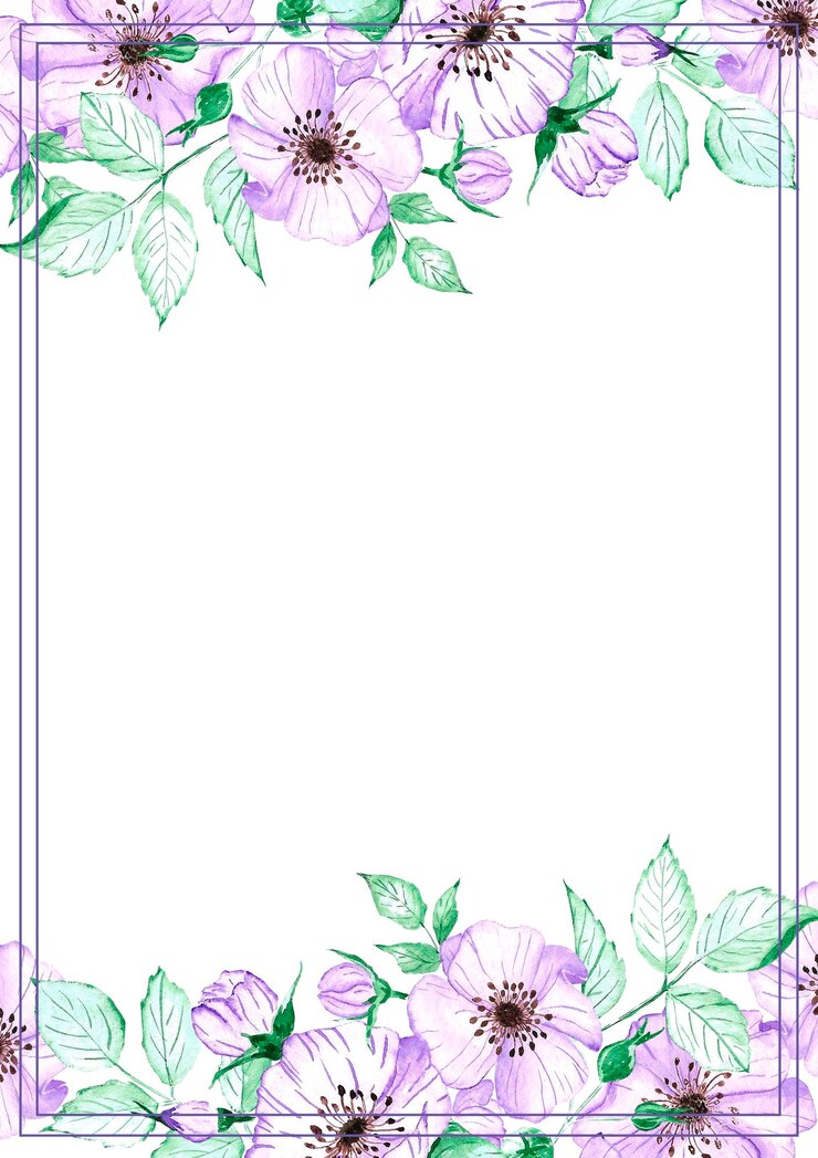 Hand drawn watercolor purple anemone flower card Isolated on white background Scrapbook post card banner lable