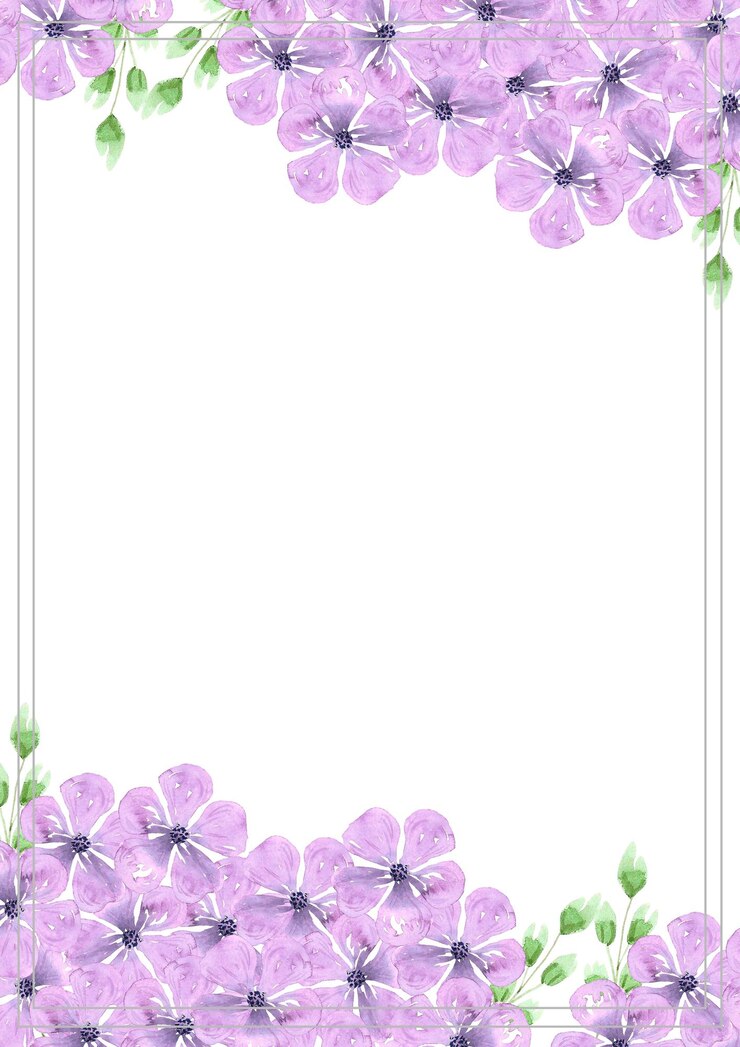 Hand drawn watercolor purple cherry blossom flowers postcard isolated on white background Can be used for poster post card wedding invitation album