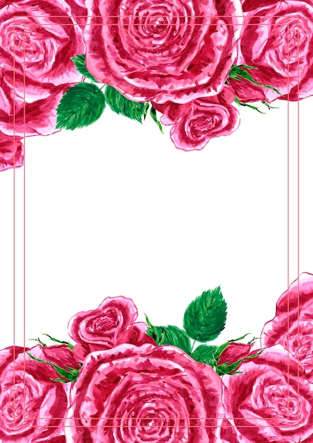 손으로 그린 수채화 빨간 장미 꽃 꽃다발 흰색 배경에 고립 스크랩북 엽서 배너 lable 포스터