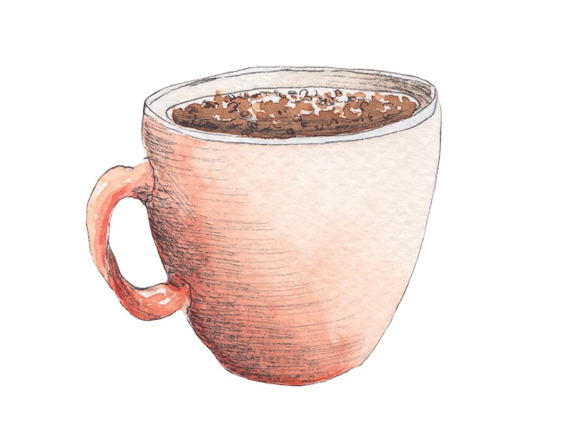 Photo hand drawn watercolor sketch a cup