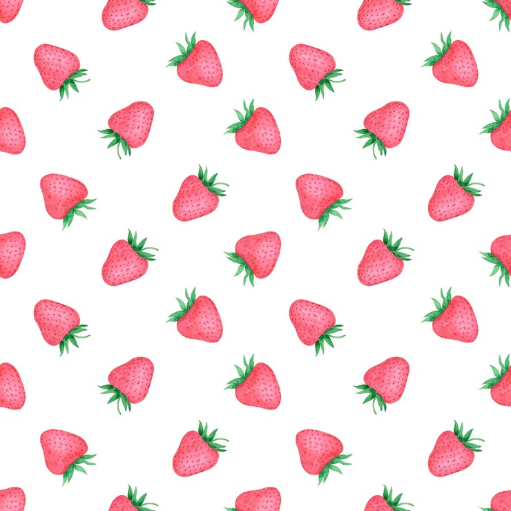 Hand drawn watercolor strawberry seamless pattern isolated on white background Can be used for textile fabric and other printed products