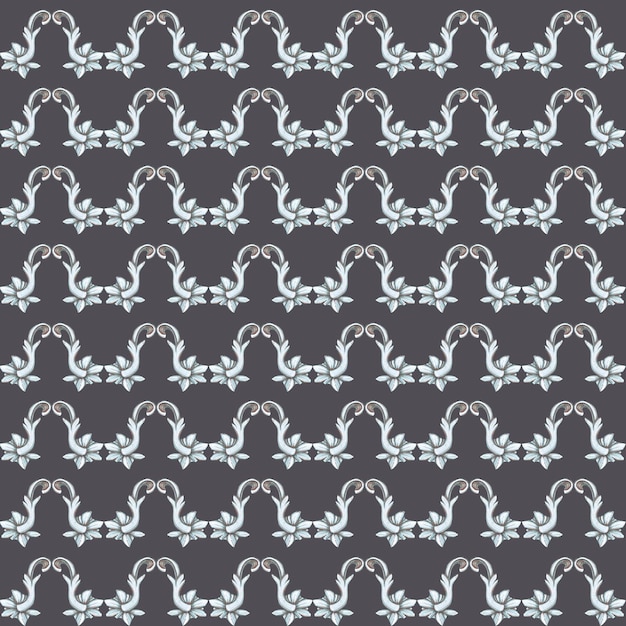 hand drawn watercolor vintage ornament seamless pattern baroque illustration isolated on grey background can be used for textile fabric and other printed products