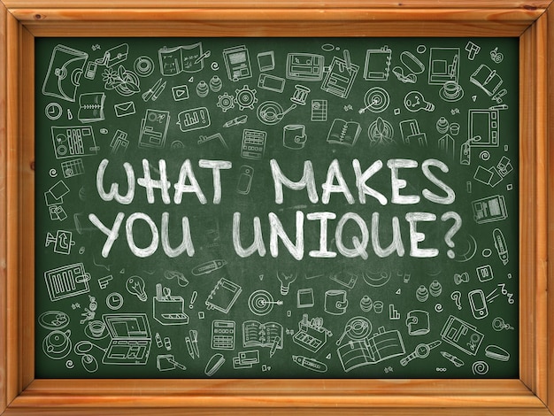 Hand Drawn What Makes You Unique on Green Chalkboard