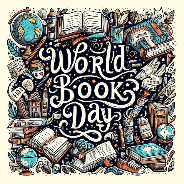 Hand drawn world book day lettering