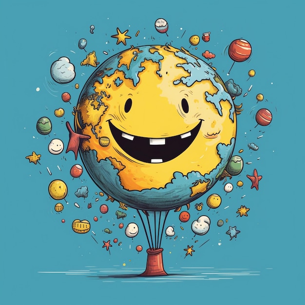 Иллюстрация Всемирного дня улыбки, нарисованная вручную