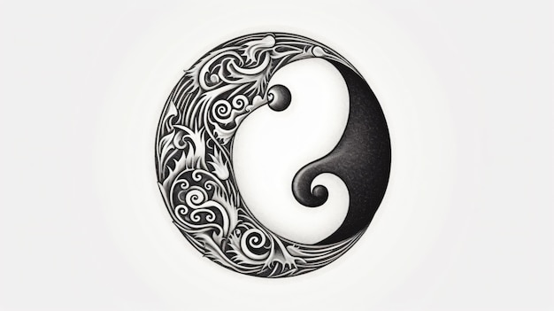 Foto simbolo yin yang disegnato a mano di armonia ed equilibrio