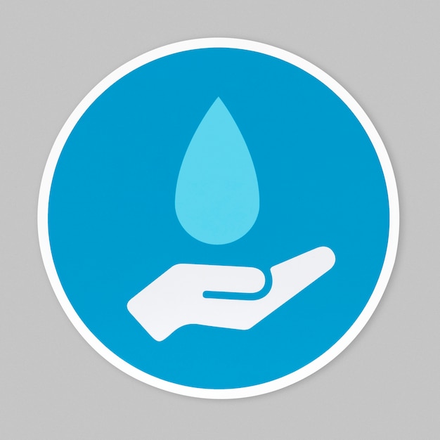 Hand under dripping water icon