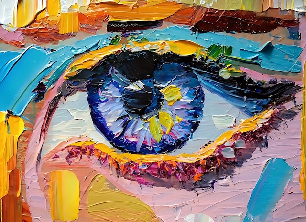 Hand Drowing Eye Oil Painting