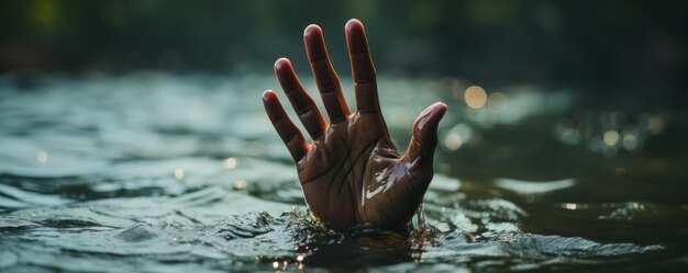 Hand of drowning man