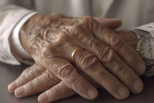 Hand of elder woman Concept of rheumatoid arthritis osteoarthritis or joint pain