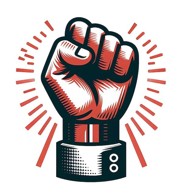 Hand fist raised protest activist illustration for human rights justice against war