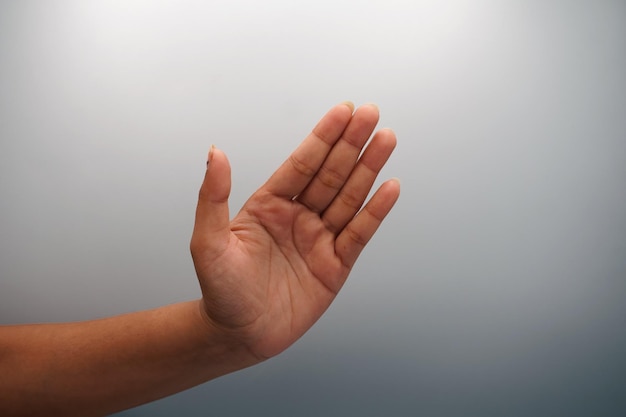 hand gesture of holding something isolated on white background