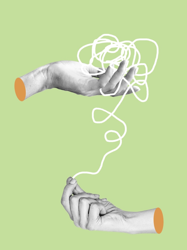 Photo hand gestures expressing emotions
