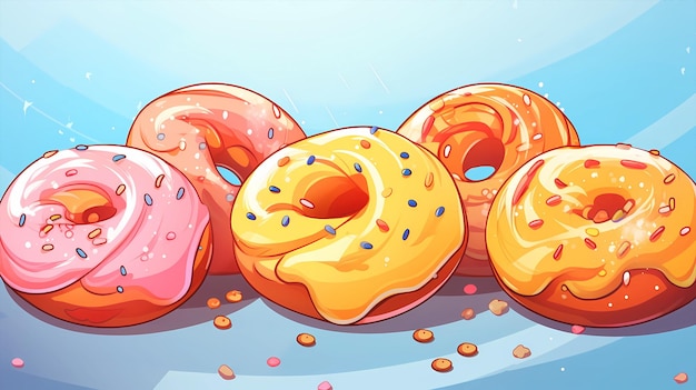 hand getekend cartoon donut illustratie