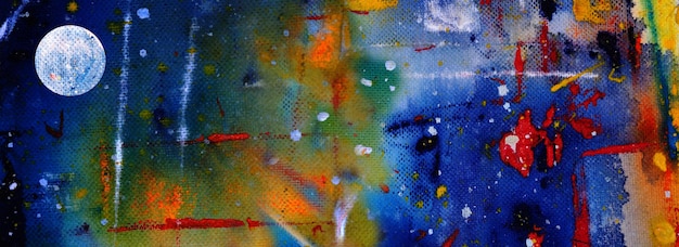 Hand getekend kleurrijk schilderij abstracte kunst panorama achtergrondkleuren textuur op canvas