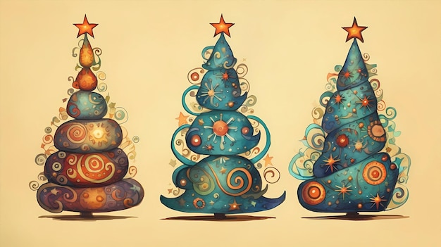 hand getekende cartoon kerstboom illustratie