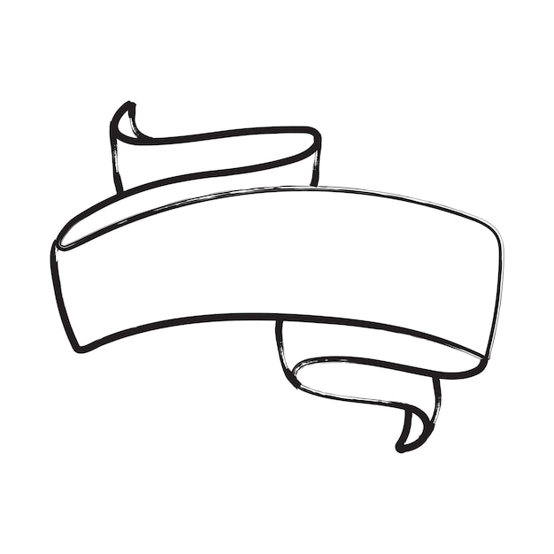 Hand getekende vector scroll banner schets retro tape frame voor tekst scrollen lege ontwerpelement vect
