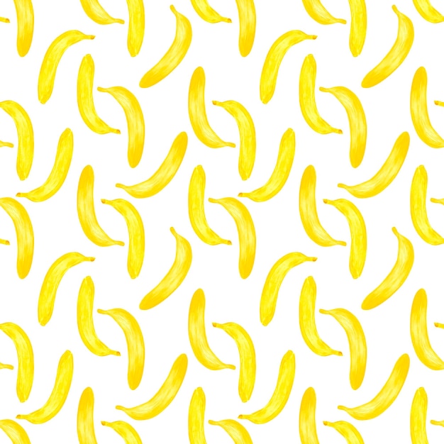 Hand getrokken gele banaan naadloze patroon geïsoleerd op witte achtergrond kan worden gebruikt voor textiel en geschenkverpakking