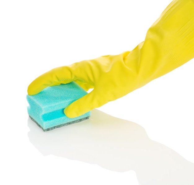 Hand in glove with sponge