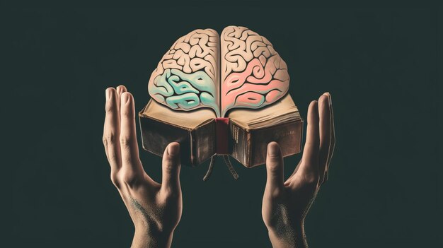 Conceptual illustration of the connection between human knowledge and  philosophy represented by the human brain and books Generative Ai | Premium  AI-generated image