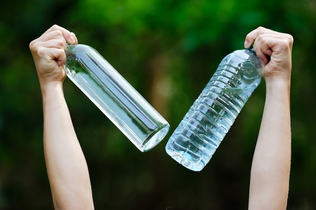 Hand Hold Water Blank Glass and Plastic Bottle