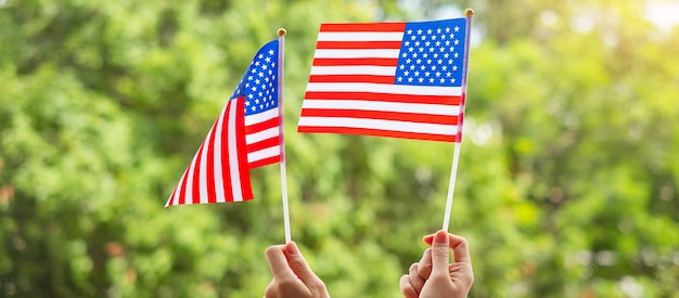 hand holding america flag