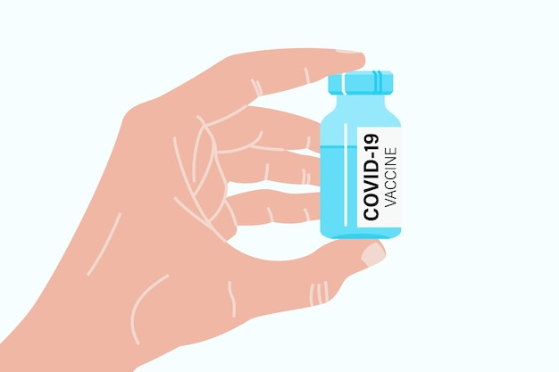 Hand holding antiviral covid 19 vaccine Covid or coronavirus vaccination