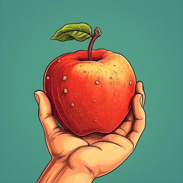 A hand holding an apple