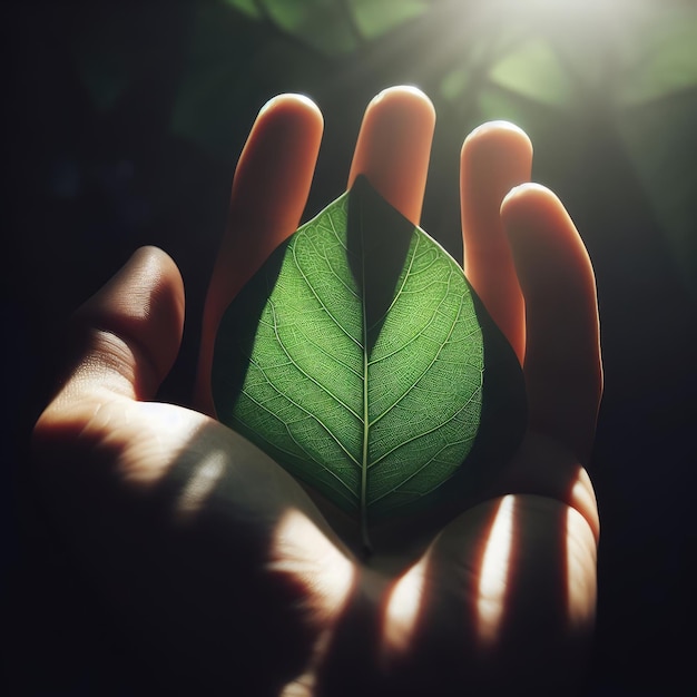 hand holding autumn leaves