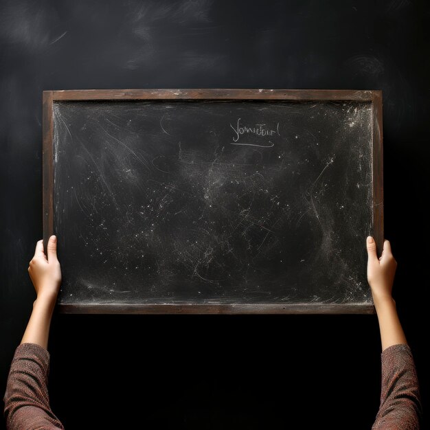 Photo hand holding blackboard